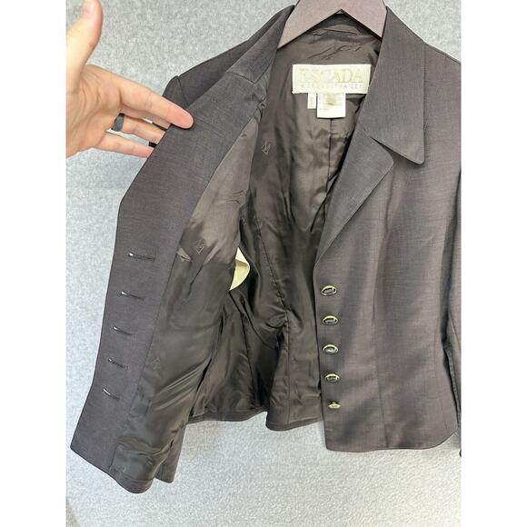 Vintage Escada Margaretha Ley Womens Size 38 Blazer Dark Gray 5 Button - Picture 11 of 13